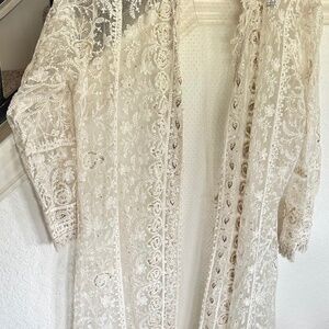 Cream Anarkali Jacket + Silk Dress - Chikankari, Zardozi & Lucknowi Embroidery